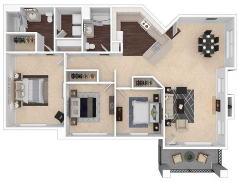 Clocktower Village 3x2 3D floor plan